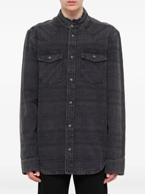 Balmain quilted-effect distressed-collar shirt