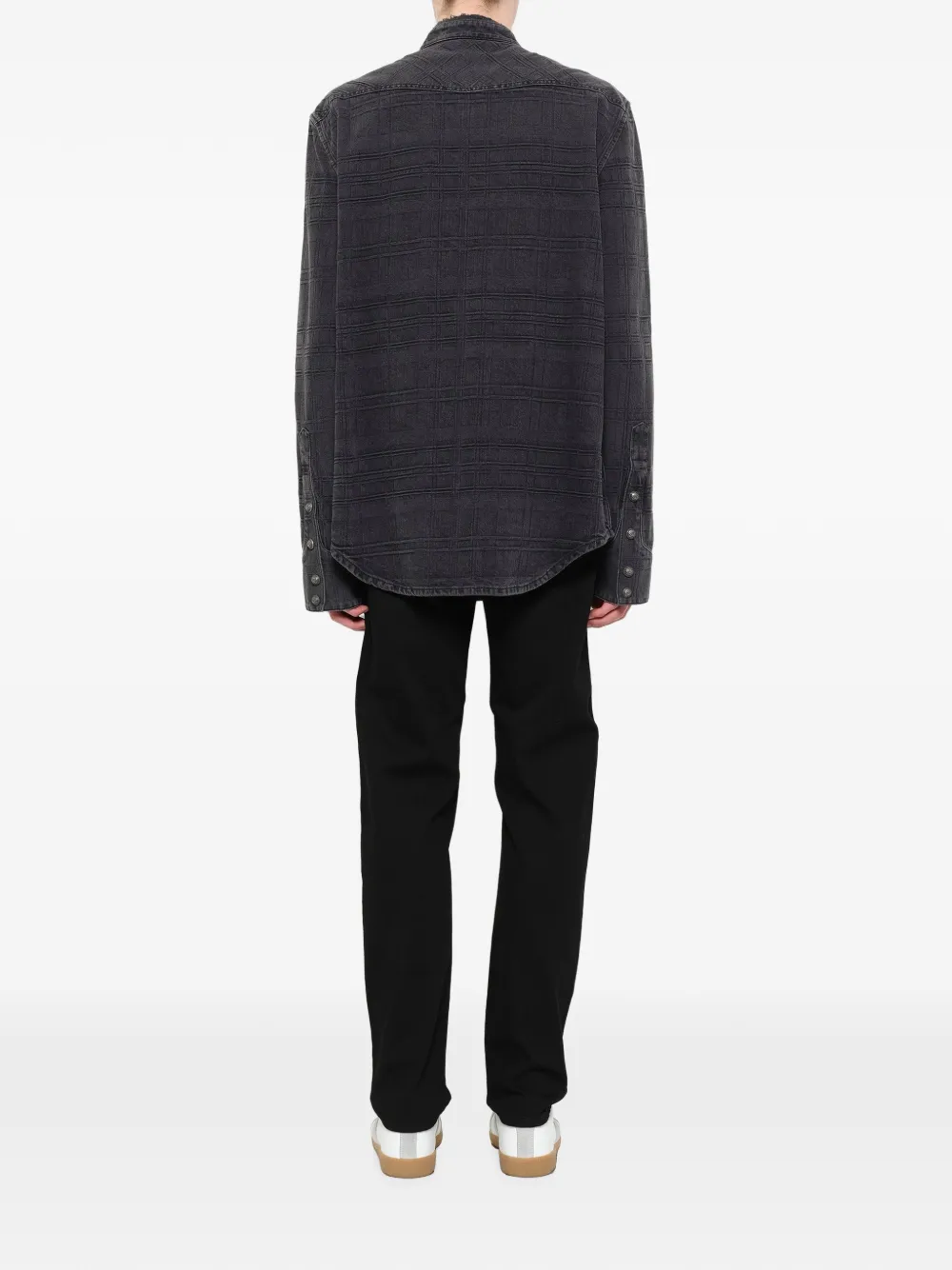 Balmain Overhemd met gerafelde kraag en gewatteerd effect Grijs