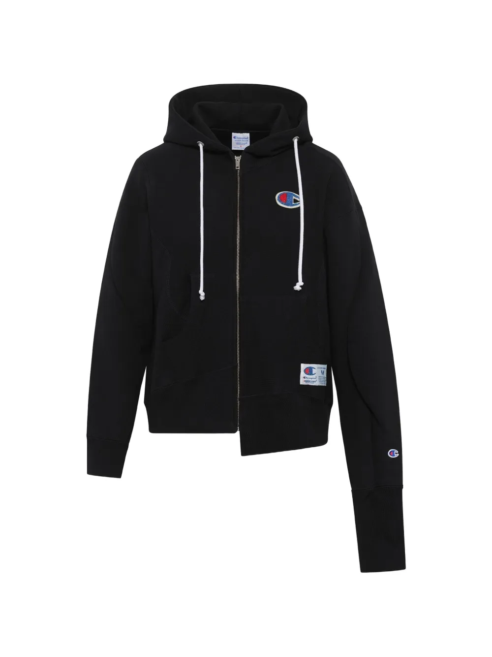 Undercover asymmetric logo-patch hoodie - Nero