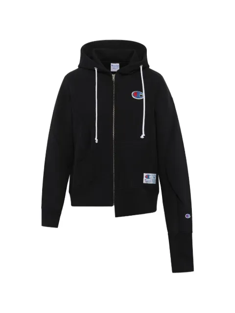 Undercover asymmetric logo-patch hoodie