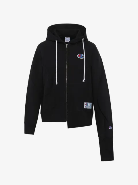 Undercover asymmetric logo-patch hoodie