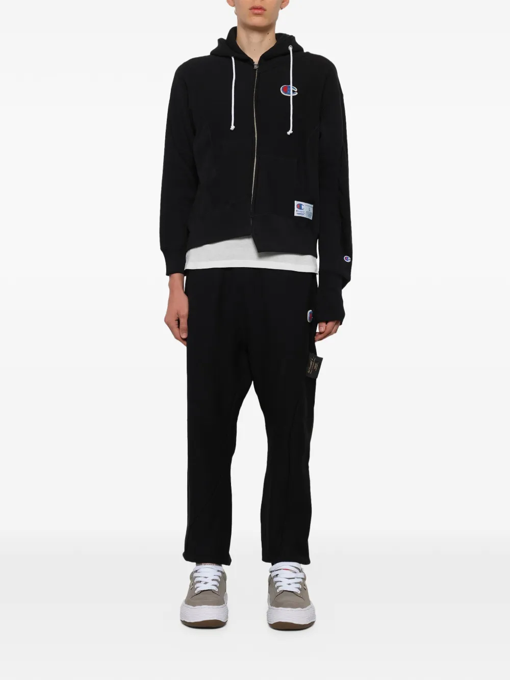 Undercover Asymmetrische hoodie met logopatch Zwart