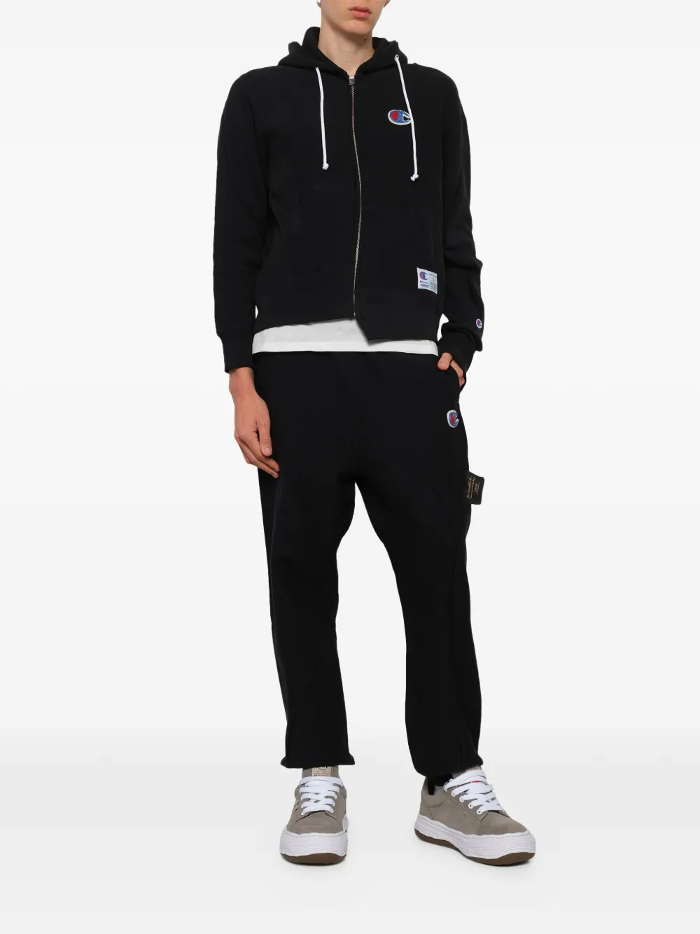 Undercover Asymmetrische hoodie met logopatch Zwart