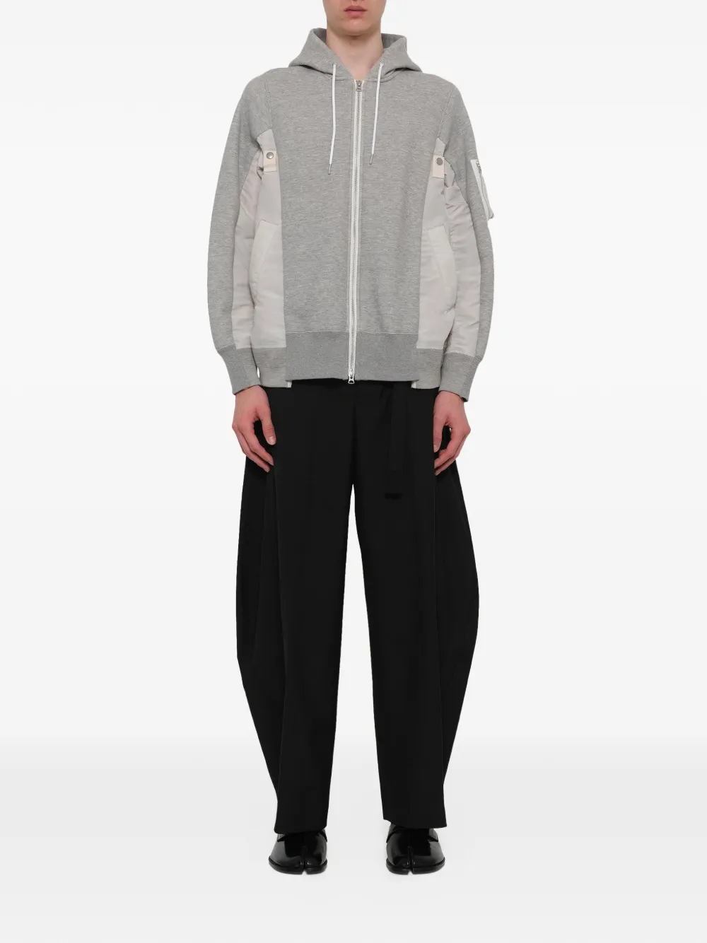 sacai Hybrid hoodie met vlakken Grijs