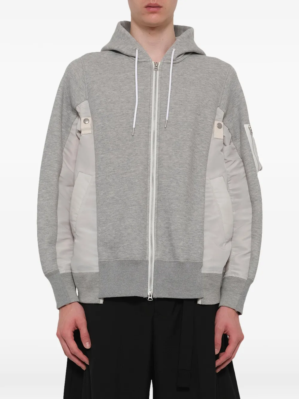sacai Hybrid hoodie met vlakken Grijs
