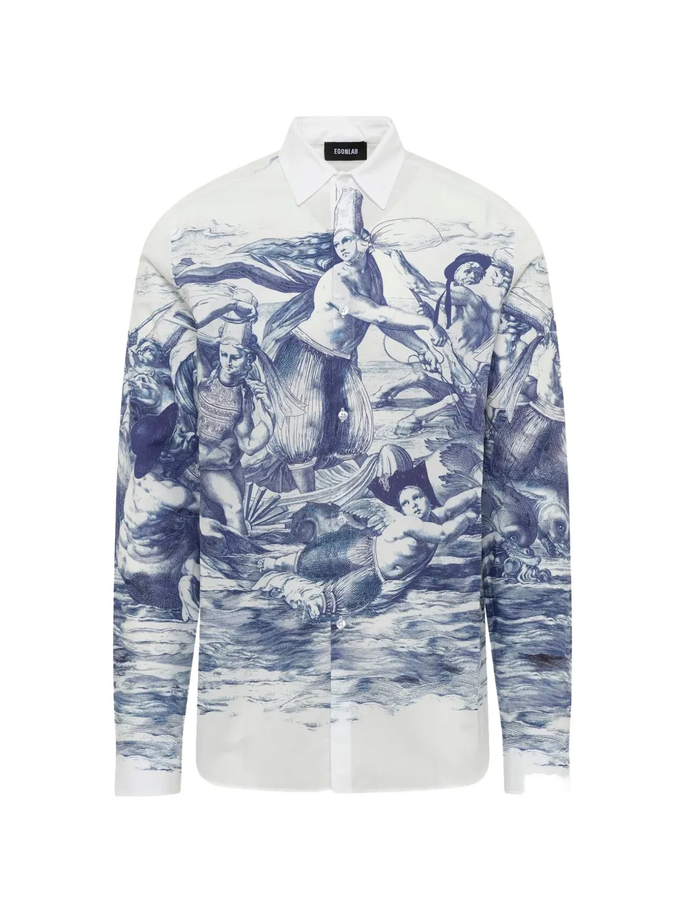 EGONlab. Breizh-print long-sleeve shirt - White