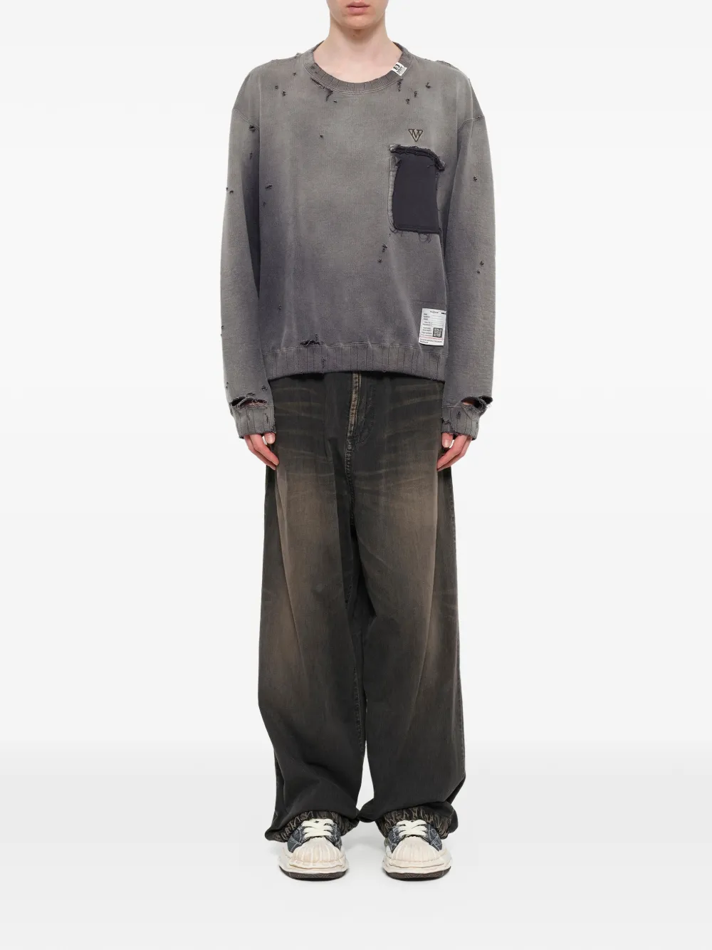 Maison MIHARA YASUHIRO Gerafelde trui met vervaagd effect Grijs