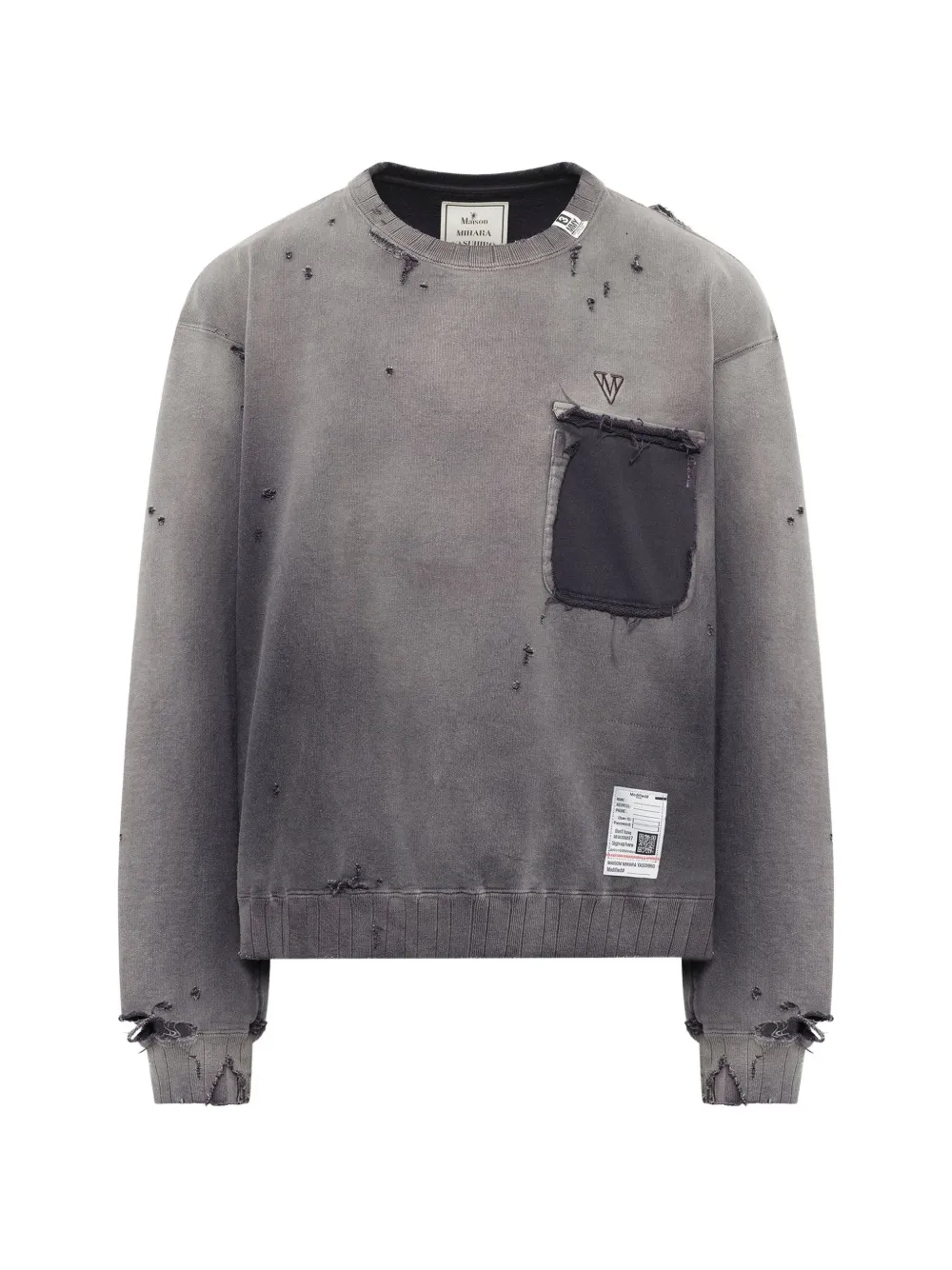Maison MIHARA YASUHIRO sun-faded distressed sweater - Grau