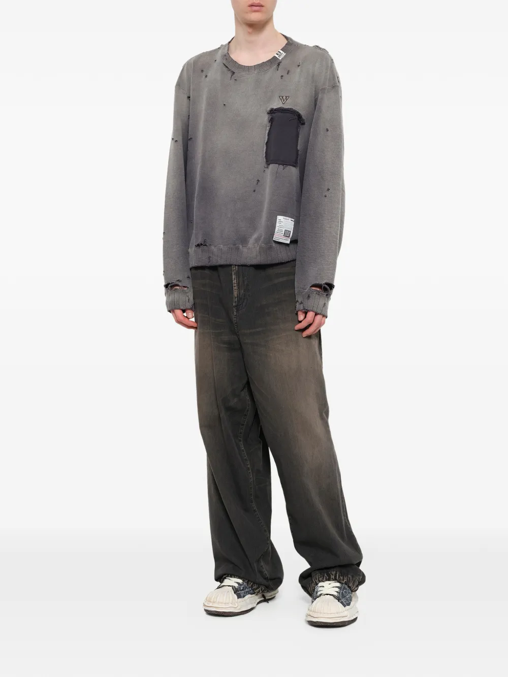Maison MIHARA YASUHIRO Gerafelde trui met vervaagd effect Grijs