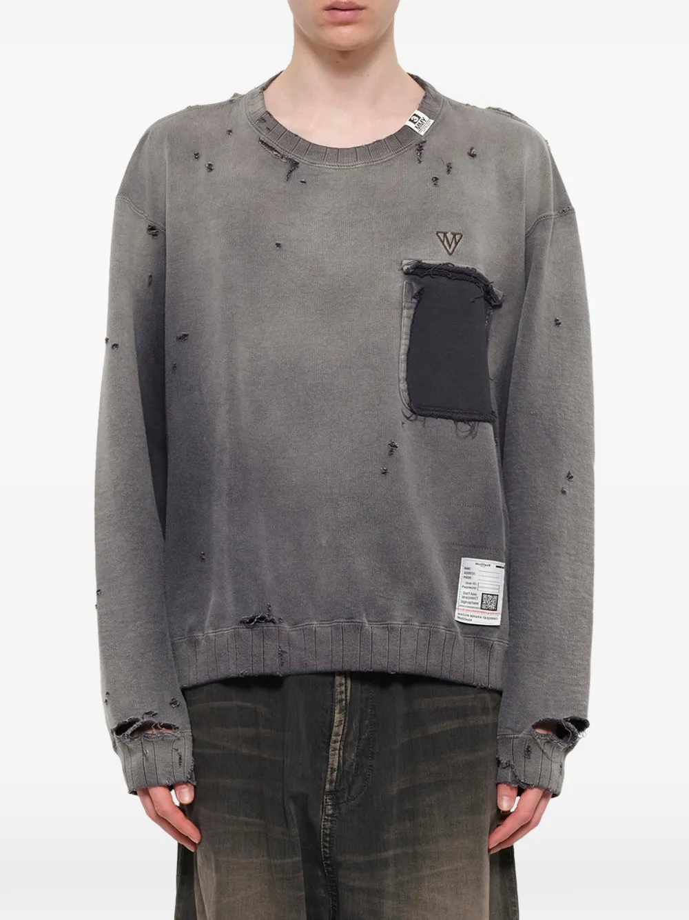 Maison MIHARA YASUHIRO Gerafelde trui met vervaagd effect Grijs