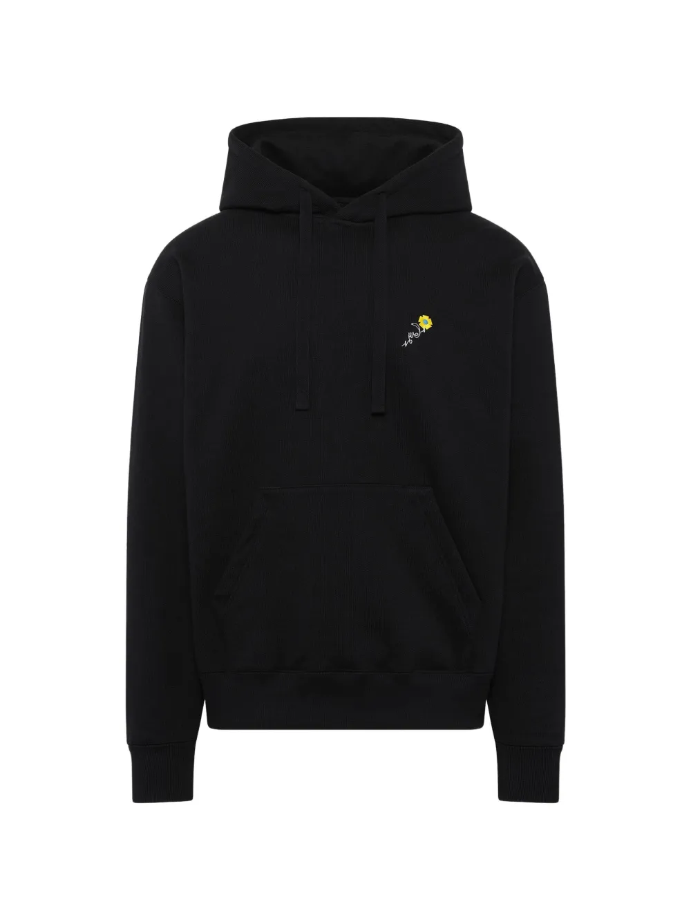 Vowels floral-embroidered hoodie - Schwarz