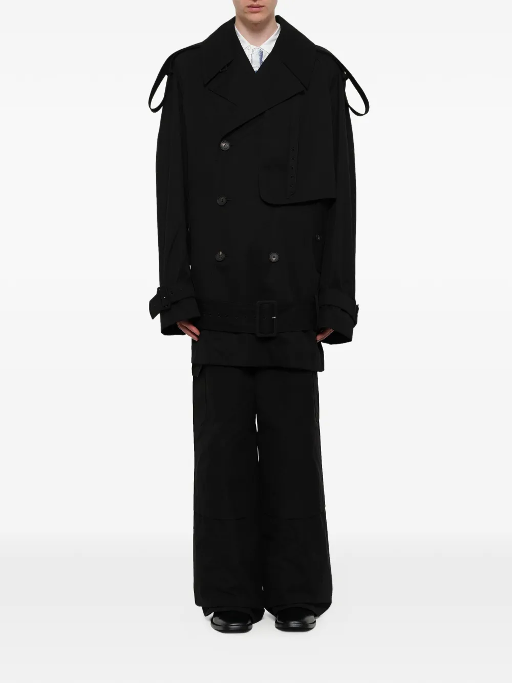 EGONlab. Trenchcoat met dubbele rij knopen Zwart