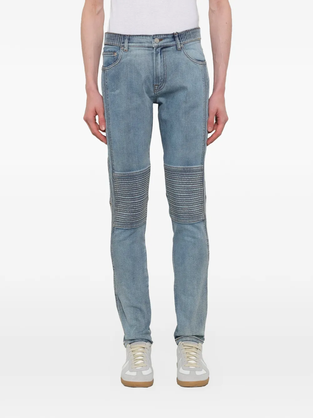 Kenzo ribbed-panel slim-fit jeans - Blu