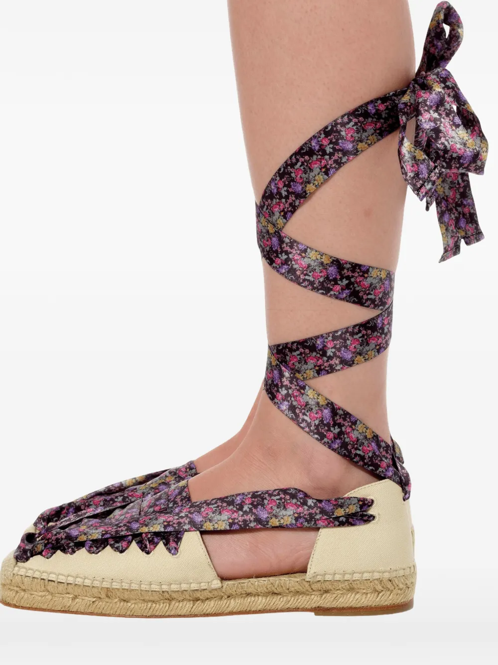 Balenciaga floral-print lace-up espadrilles - Schwarz