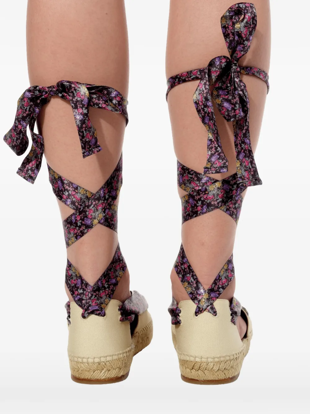 Balenciaga floral-print lace-up espadrilles Zwart