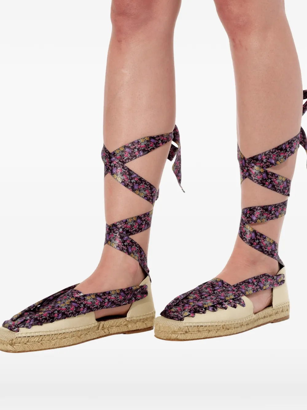 Balenciaga floral-print lace-up espadrilles Zwart