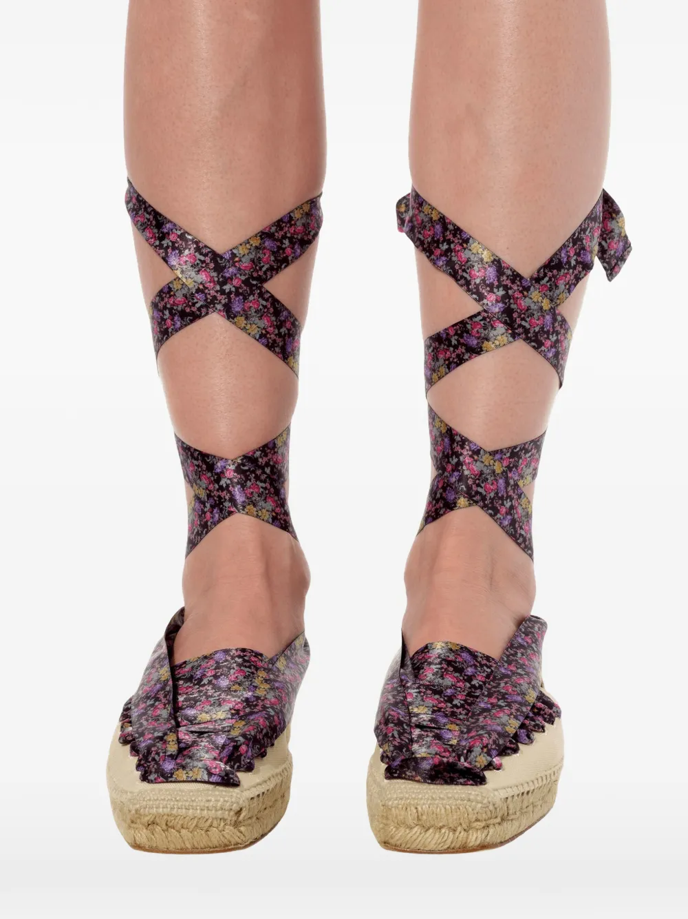 Balenciaga floral-print lace-up espadrilles Zwart