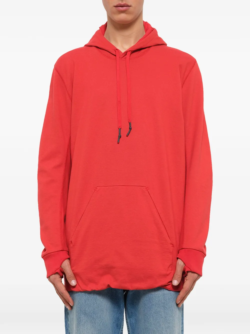 11 By Boris Bidjan Saberi drop-shoulder drawstring hoodie - Rot