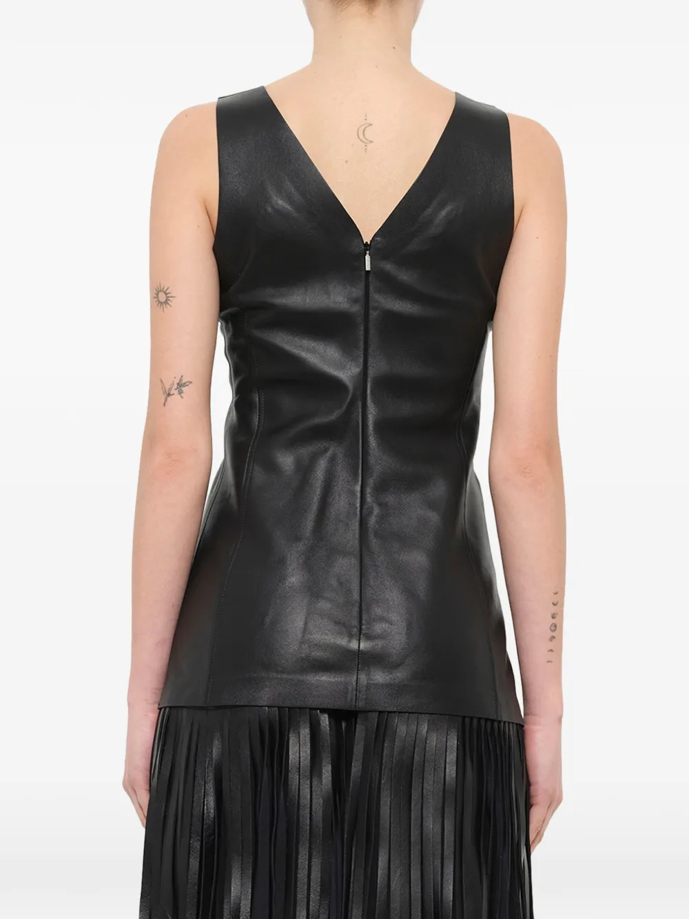 Neil Barrett Leren mini-jurk met franje afwerking Zwart
