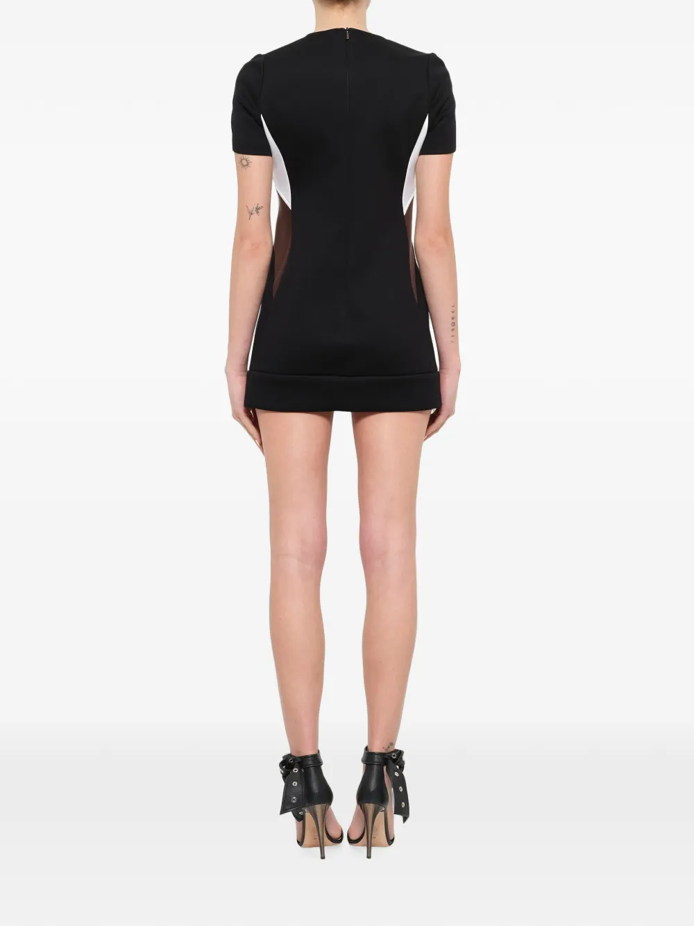 Neil Barrett Mini-jurk met colourblocking en knoopdetail Zwart
