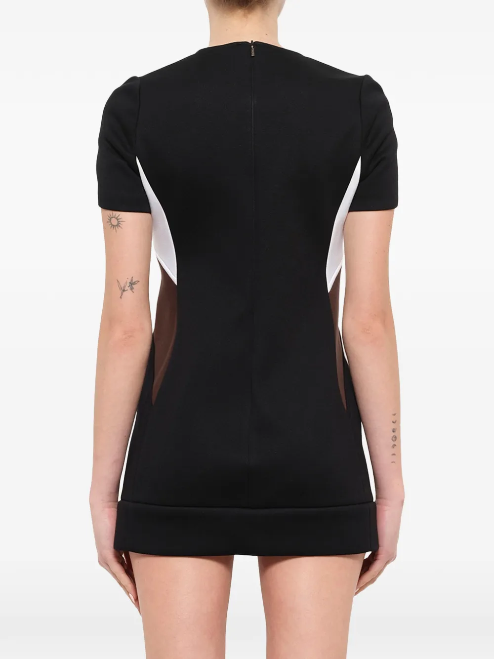 Neil Barrett Mini-jurk met colourblocking en knoopdetail Zwart