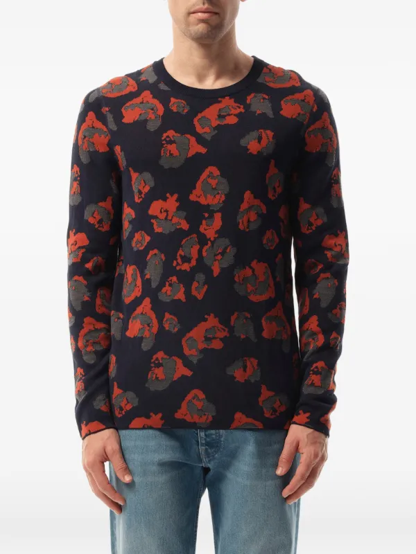 Lanvin Leopard Jacquard Sweater in Blue