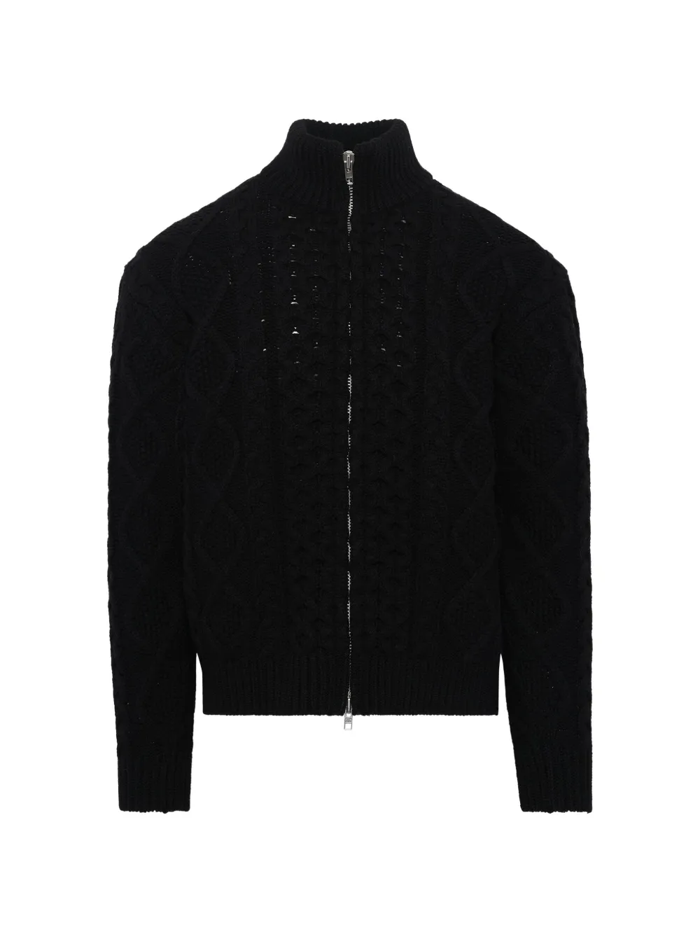 Vowels cable-knit zip-up sweater - Nero
