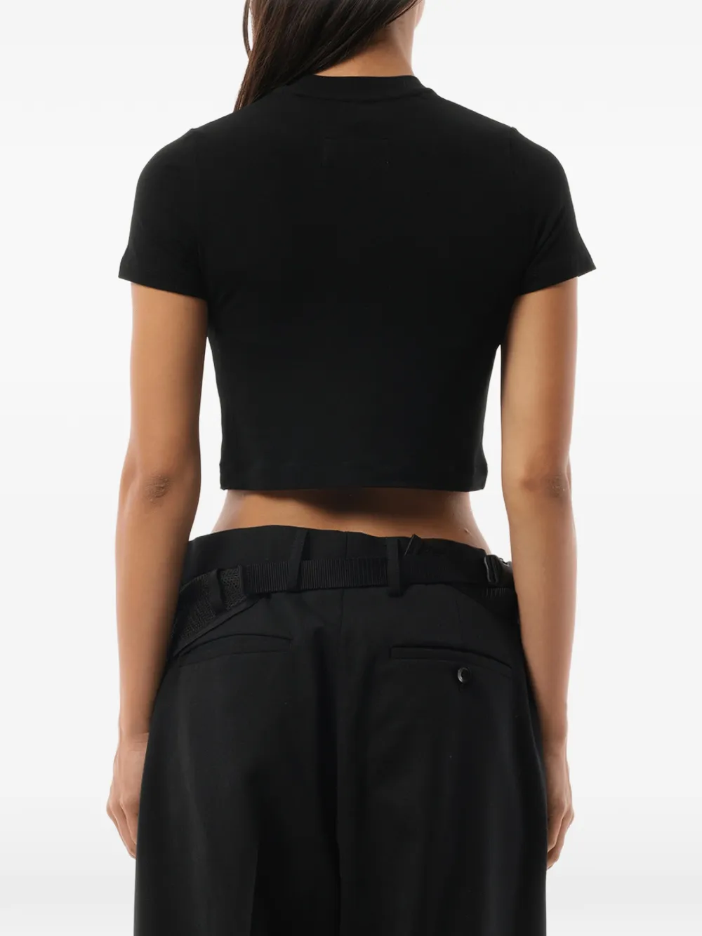 Doublet English Fan-Service cropped T-shirt met neonprint Zwart
