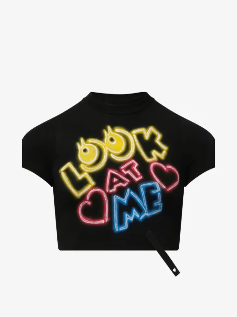 Doublet English Fan-Service neon-paint cropped T-shirt