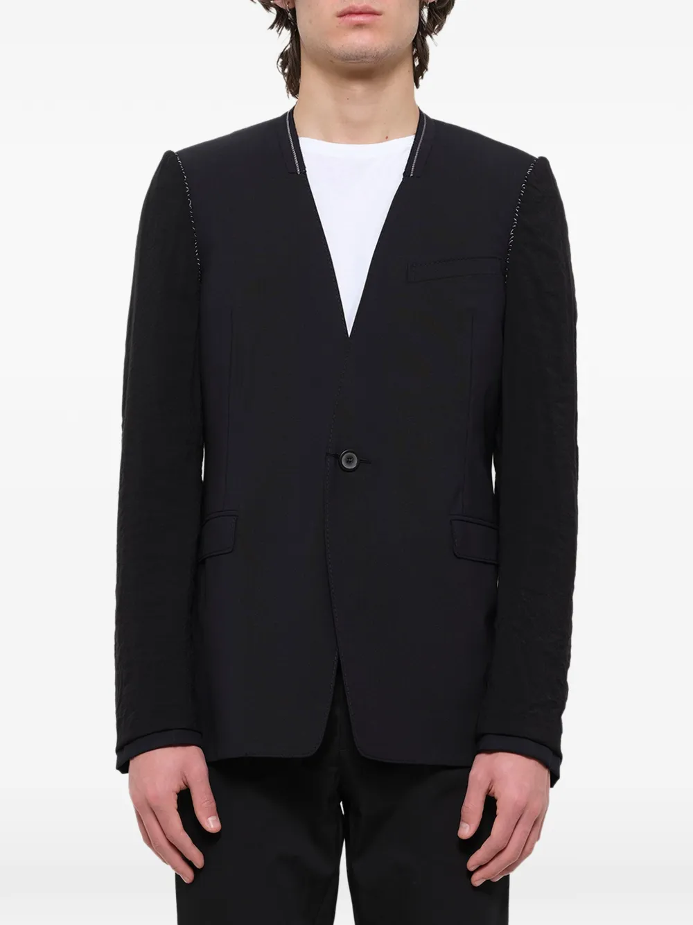Lanvin inside-out collarless jacket - Blu