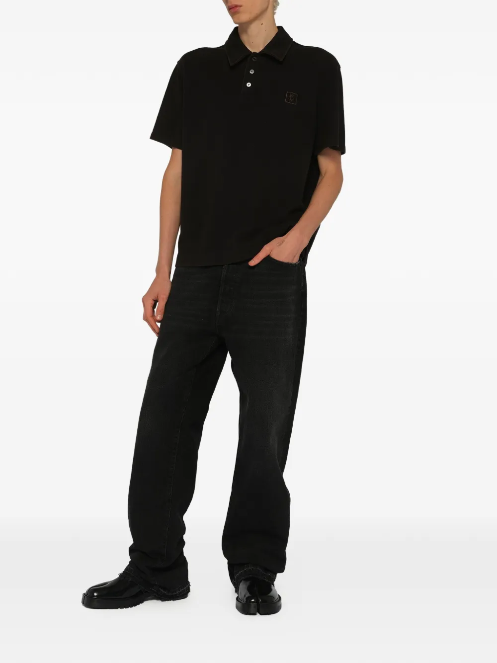 Wooyoungmi Mud Paint poloshirt Zwart