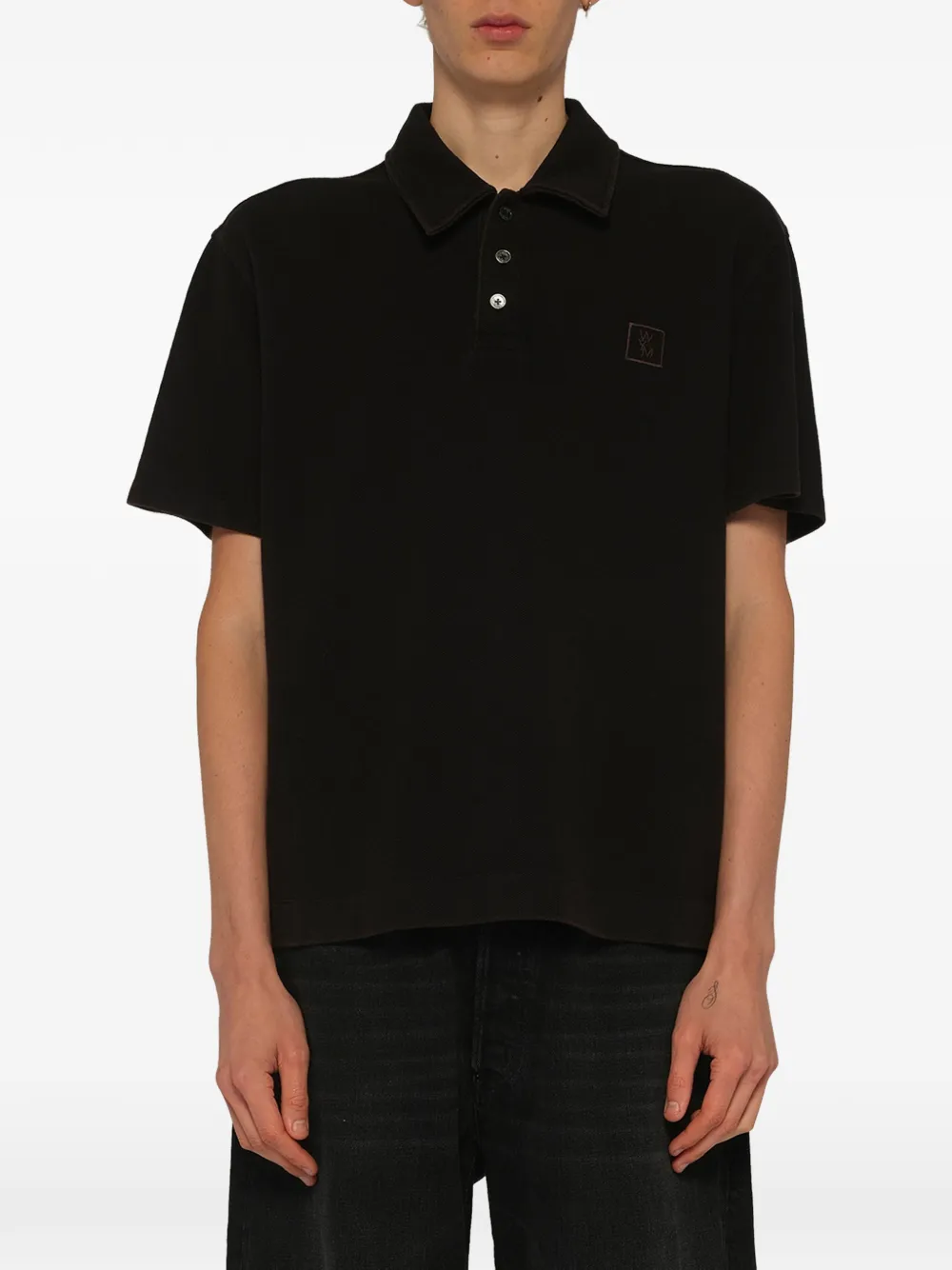 Wooyoungmi Mud Paint poloshirt Zwart
