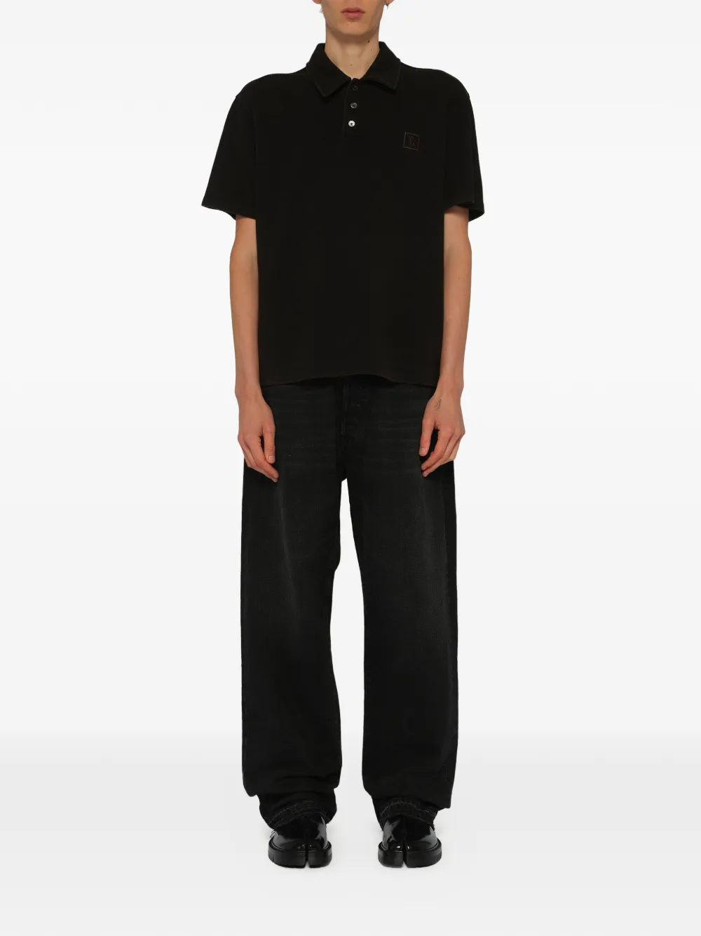Wooyoungmi Mud Paint poloshirt Zwart