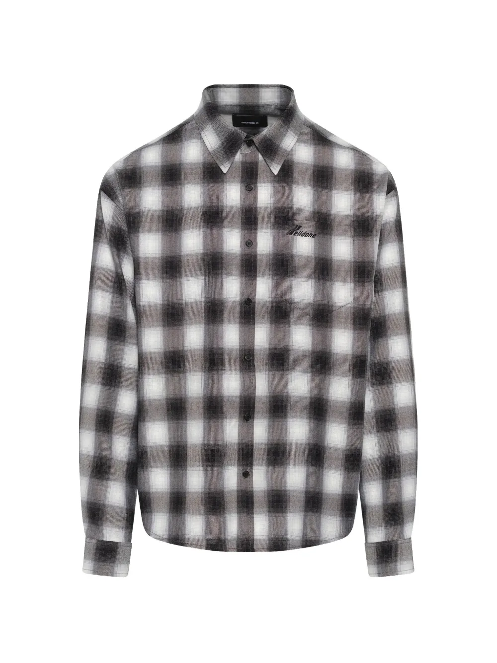 We11done checkered-pattern graphic-print shirt - Nero