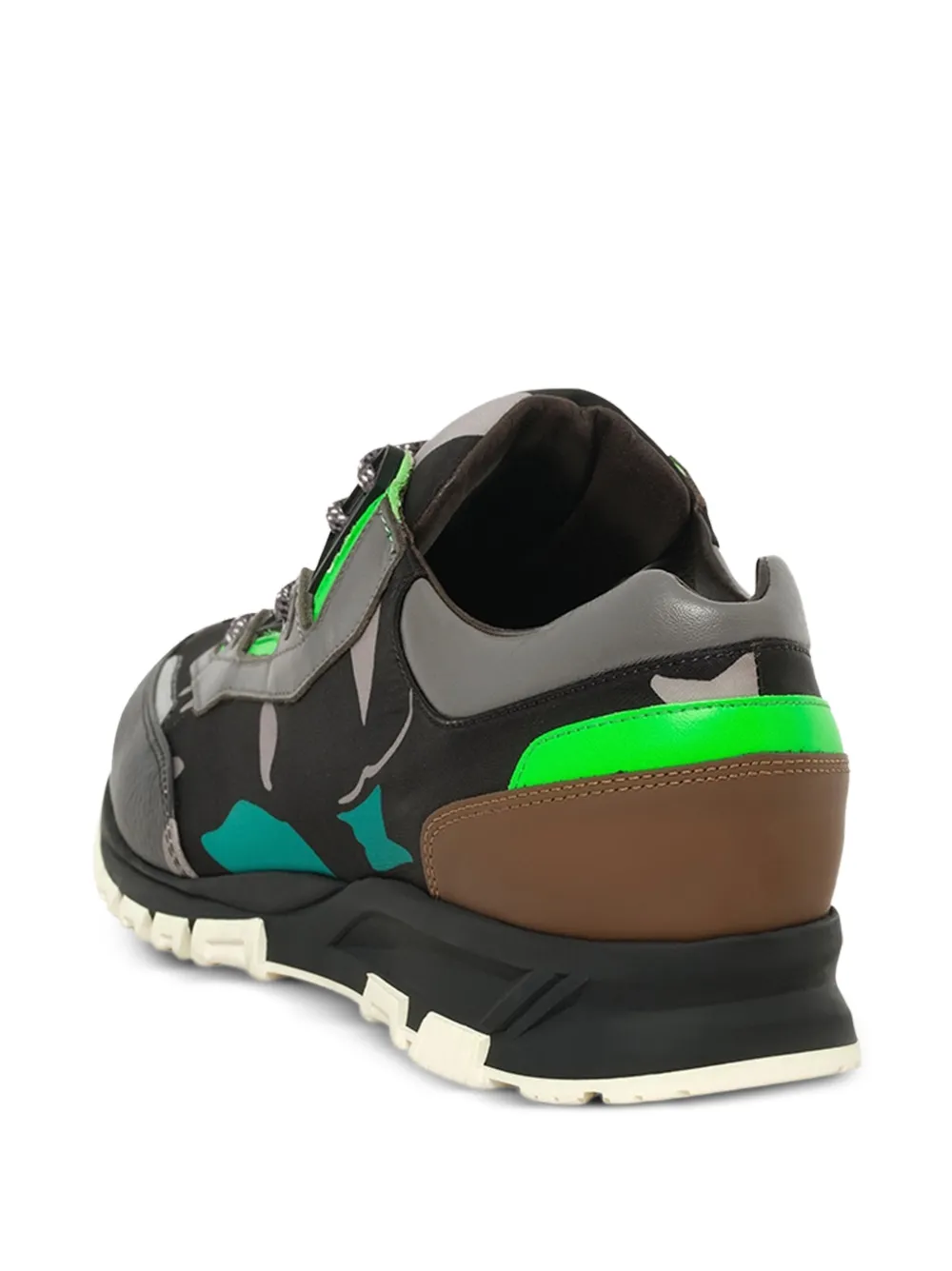 Lanvin floral-print leather-trim sneakers Zwart