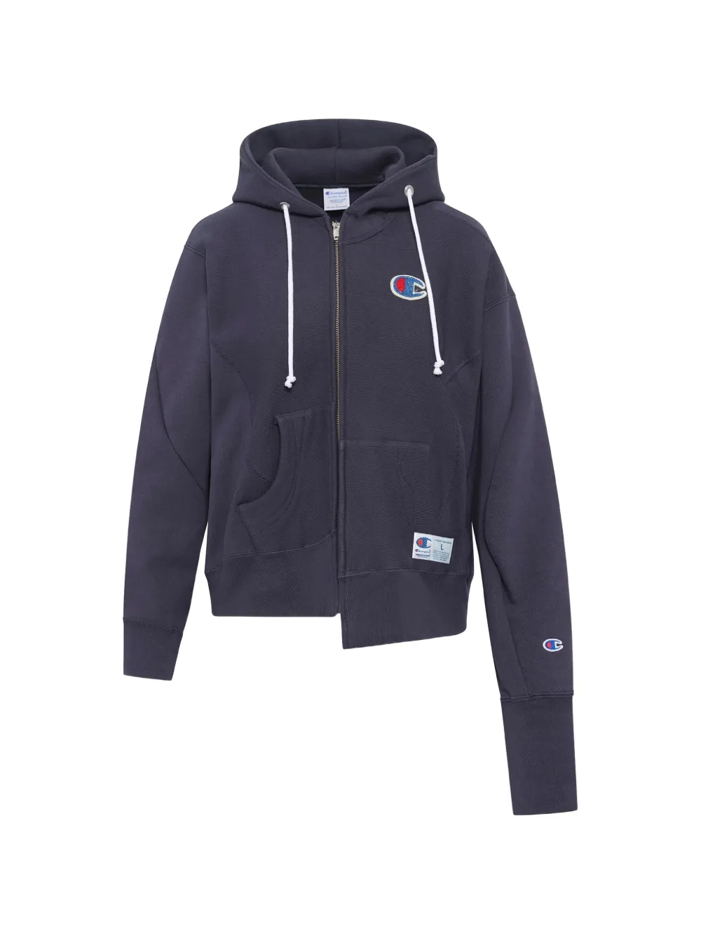 Undercover x Champion asymmetric zip-up hoodie - Blue