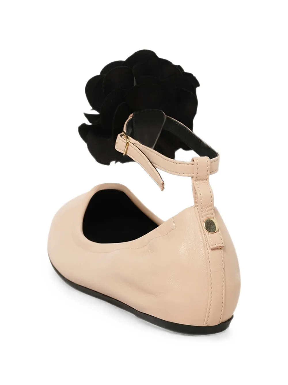 Lanvin flower-embellished ankle-strap ballet flats Roze