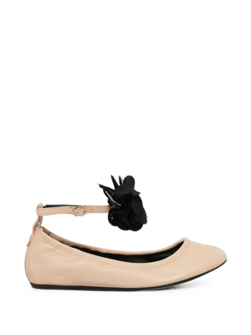 Lanvin flower-embellished ankle-strap ballet flats - Rosa