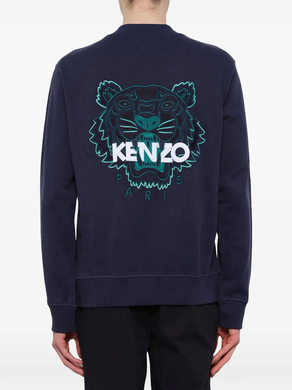 Kenzo Sweater met geborduurde tijger en ritssluiting Blauw