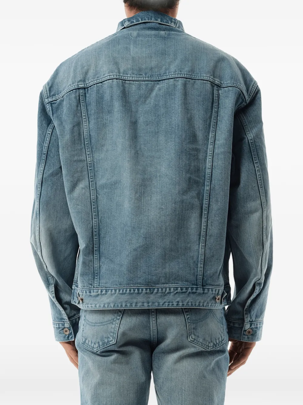 Doublet Care denim jack met klepzak op de borst Blauw
