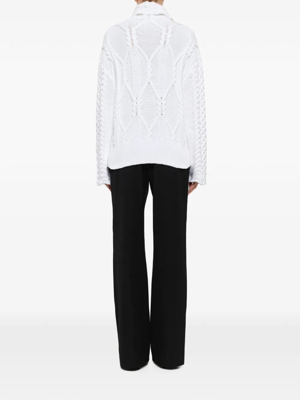 Juun.J cable-knit roll-neck sweater Wit