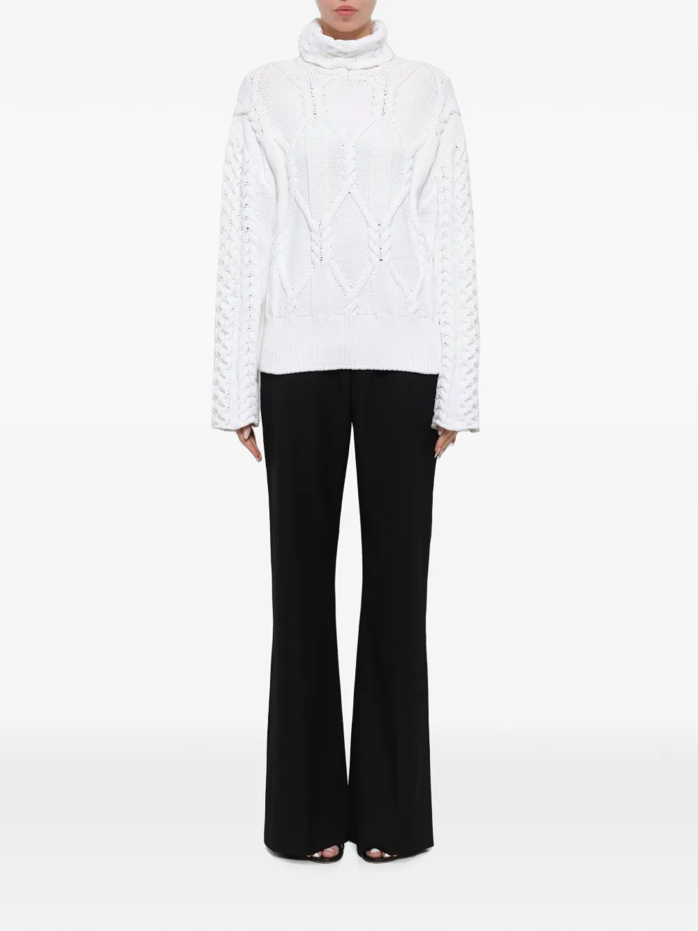 Juun.J cable-knit roll-neck sweater Wit