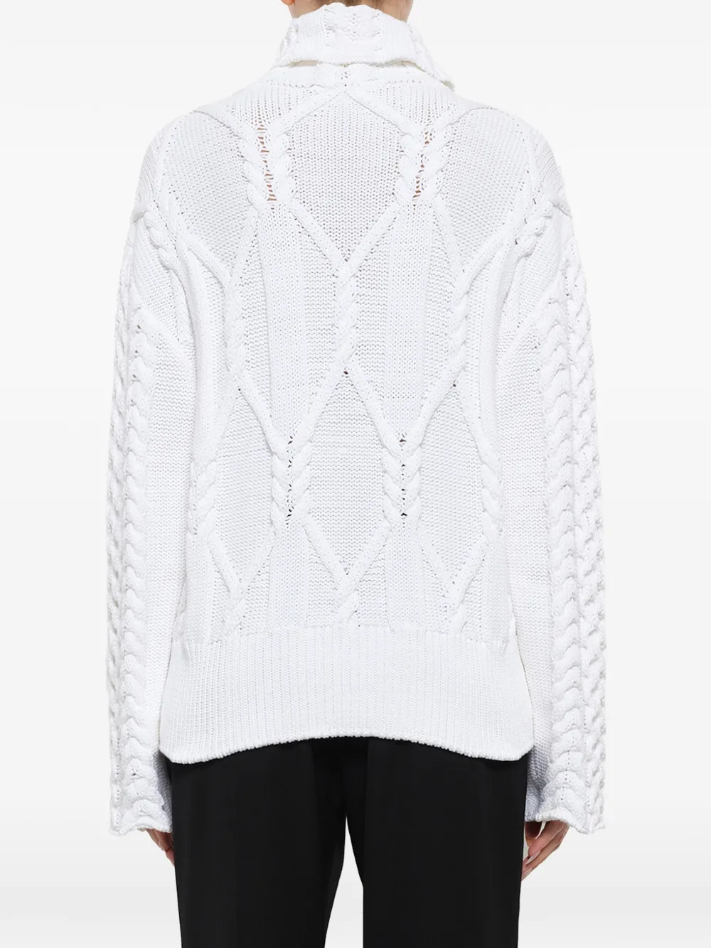 Juun.J cable-knit roll-neck sweater Wit