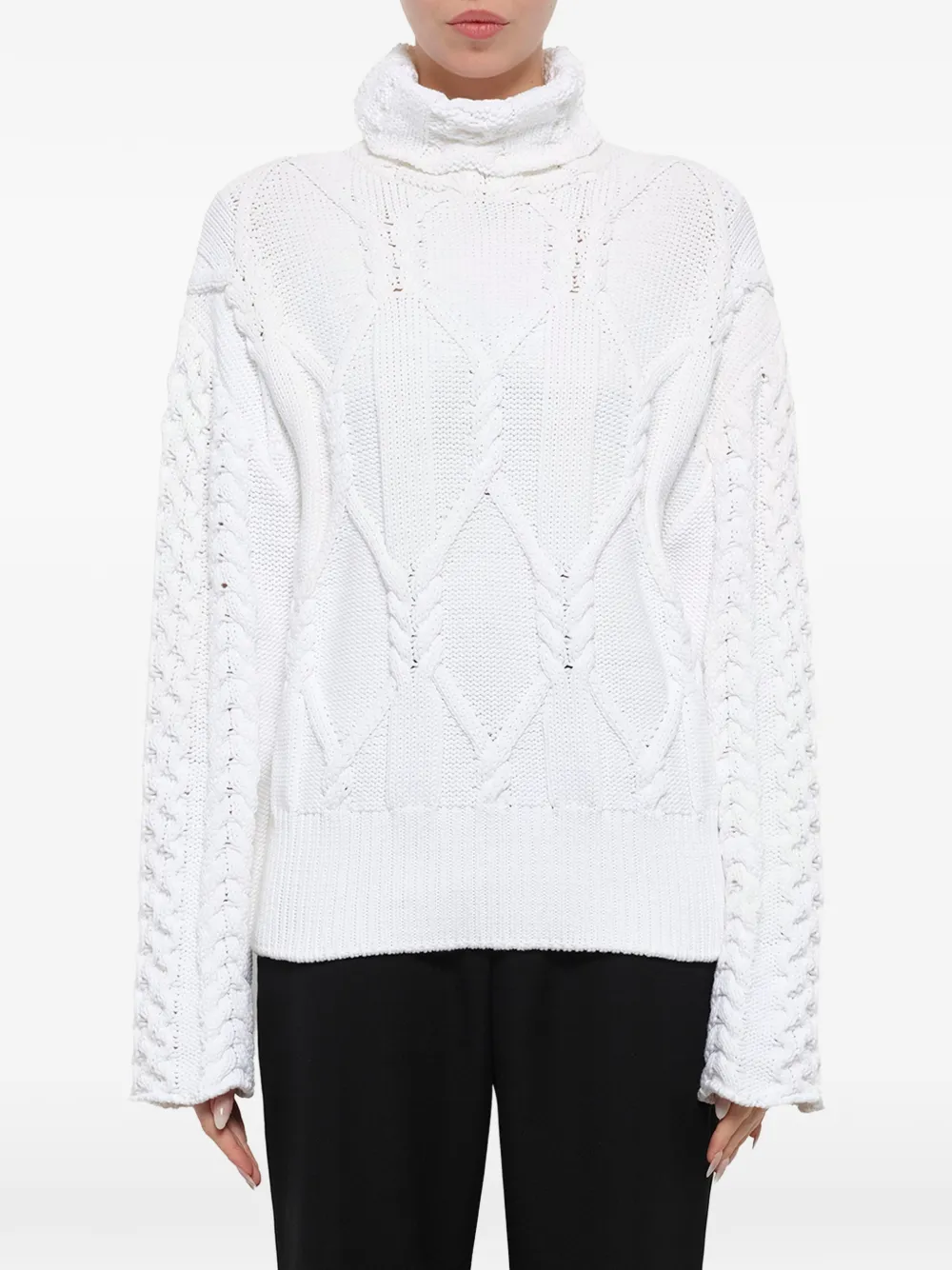 Juun.J cable-knit roll-neck sweater