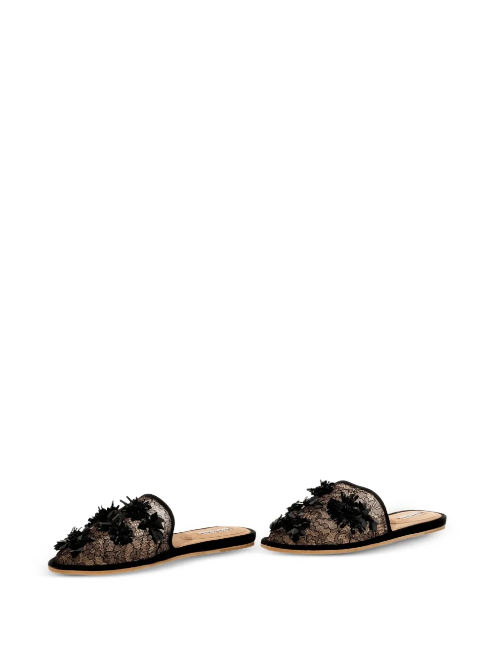 Balenciaga floral-embellished lace flat sandals Wit