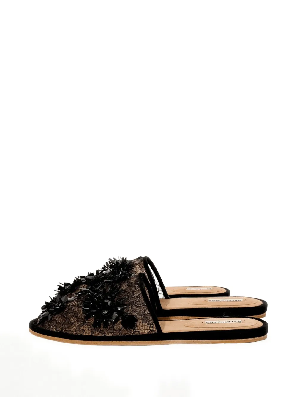 Balenciaga floral-embellished lace flat sandals - Weiß