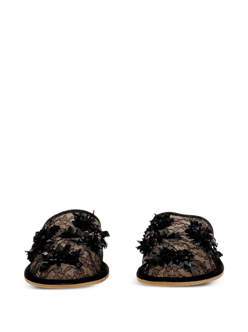 Balenciaga floral-embellished lace flat sandals Wit