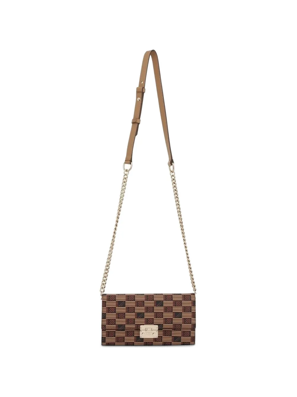 Moreau signature-pattern latch-fastening clutch bag - Nero