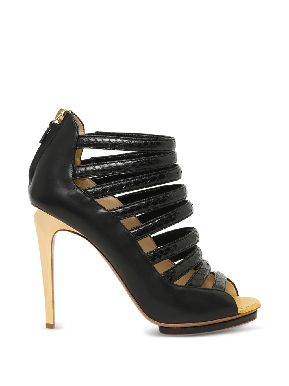 Linda Farrow snakeskin-effect multi-strap sandals - Nero
