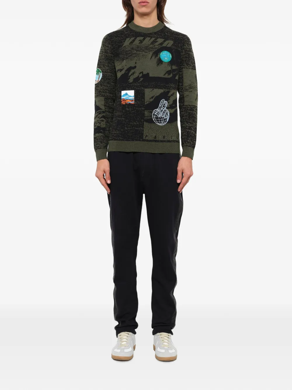 Kenzo Intarsia gebreide trui Groen